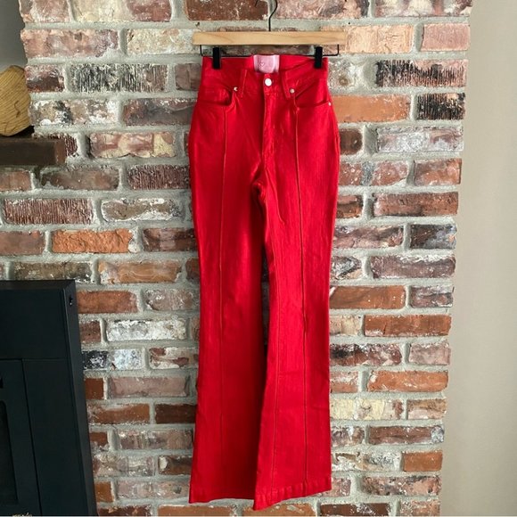 Revice Venus Flare Jeans Mars Red High Rise Size 24 - Picture 3 of 9